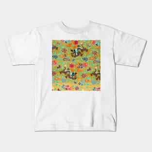 Gold Green Red Dragon Pattern China Japan 1800s French Kids T-Shirt